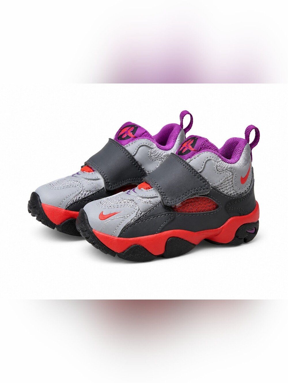 Nike Kids Gray, Orange and Purple High-Top Basketball Sneakers